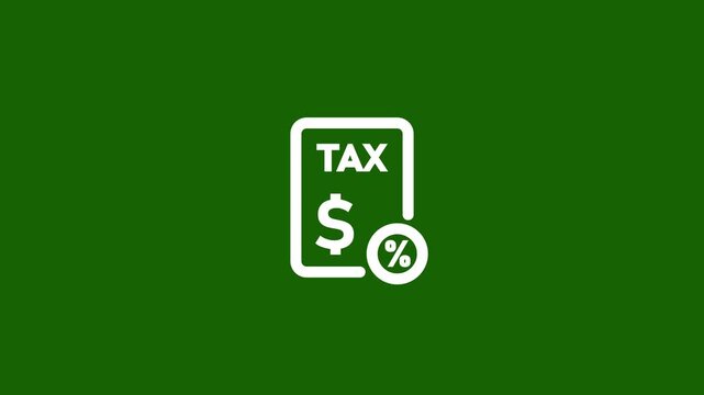 Tax Document Bill Line Icon. Animated line art tax document with dollar and percentage symbol for income tax declaration and financial billing icon.