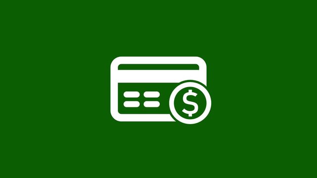 Credit Card Payment Line Icon. Animated line art credit card with dollar coin icon representing online payment cashless transaction and banking card icon animation.