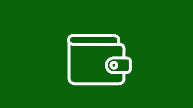 Leather Money Wallet Line Icon animation. Animated line art cash wallet icon representing personal finance savings electronic wallet and digital payment icon.