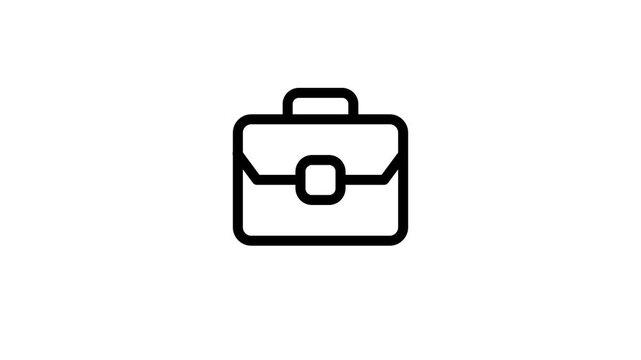 Minimalist line art briefcase animated icon for business corporate motion design. business concept icon animation.