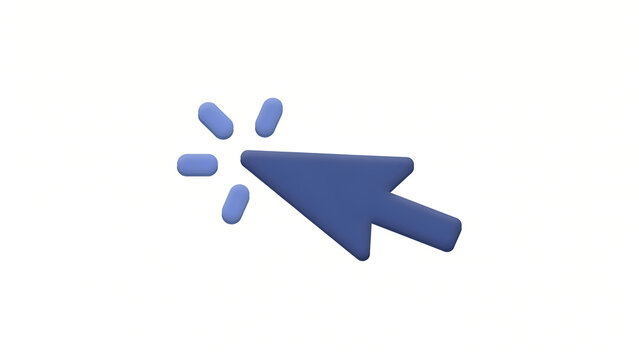 Blue computer mouse cursor click icon on white background with computer interface internet technology isolated navigation software