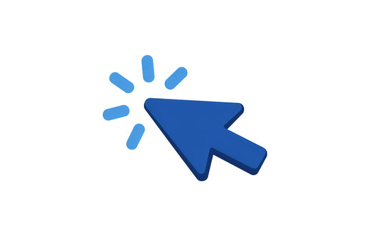 Blue computer mouse cursor click element with technology interface computer internet navigation isolated selection