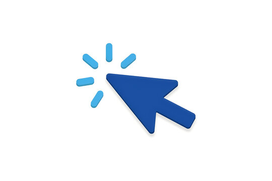 Blue arrow cursor for website navigation clicking with technology interface computer internet navigation isolated