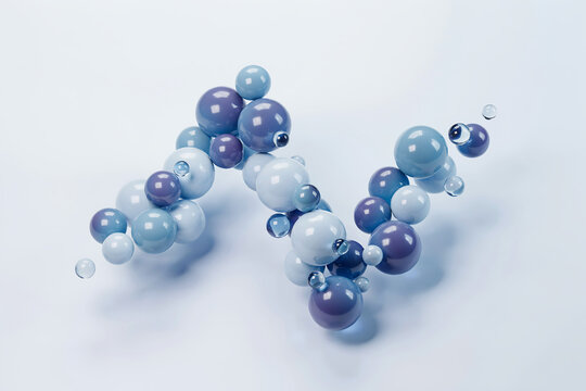 Abstract composition of blue glass bubbles arranged in a dynamic wave pattern with abstract geometry translucent artistic composition minimalist