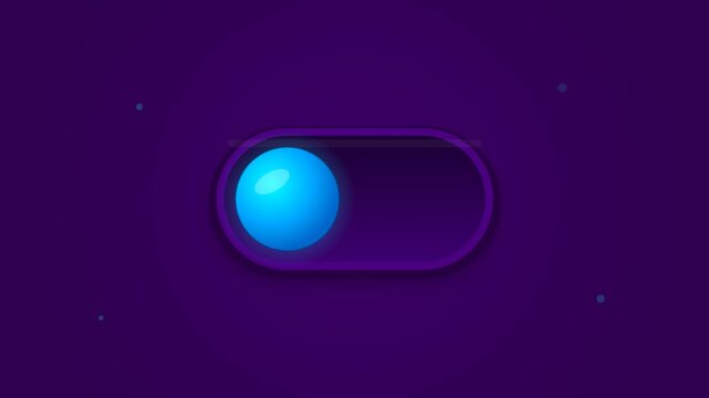 Animated Blue Toggle Switch Turning On and Off on Dark Purple Background