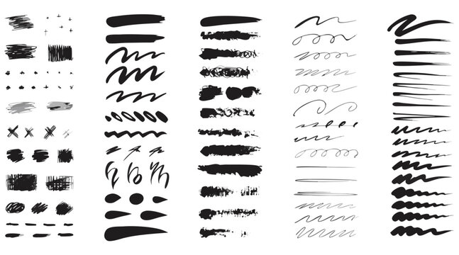 135 Adobe Illustrator Brushes Set - Chalk, Ink, Texture Smear, Felt Pen and Brush Pen Strokes Collection