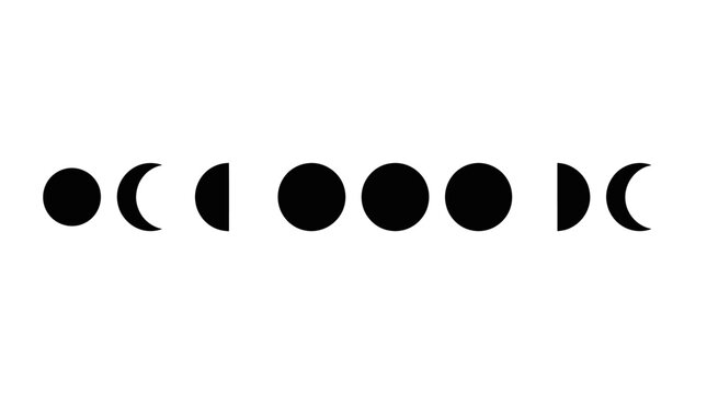 Lunar Phases In Black Silhouette moon cycle