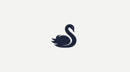 Fototapeta premium Black swan silhouette swan neck letter S