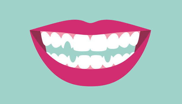 Close-up of a human mouth with beautiful white teeth and a missing tooth showing a playful and healthy dental care concept.