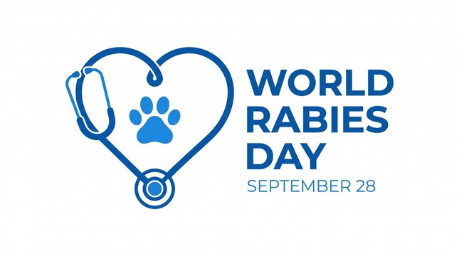 World rabies day logo with stethoscope heart and paw print