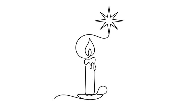 Simple candle with flame and wick drawing illustration isolated on transparent background, Vector, illustration Christmas Day 2027 one line art vector editable design