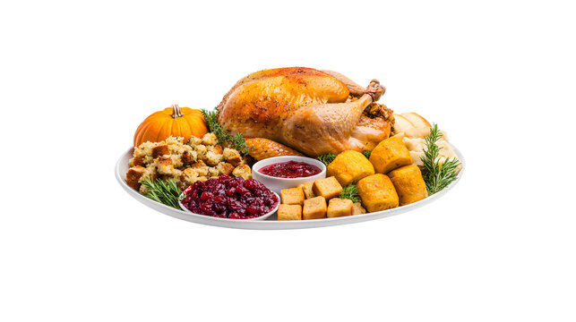 Thanksgiving dinner platter with turkey