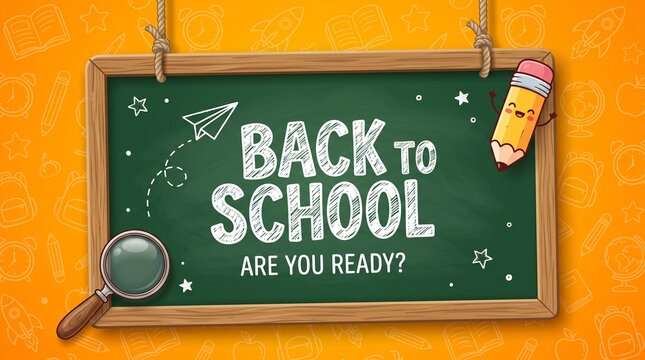 Back to school chalkboard illustration with pencil