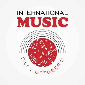 Simple International Music Day background with musical notes and staff