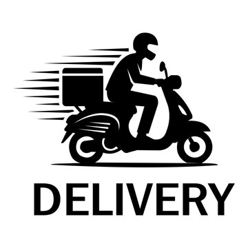 Fast Scooter Delivery Service Logo With Courier Rider Vector. Resizable and editable, EPS 10.