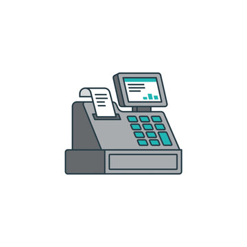Modern electronic cash register machine illustration for retail business