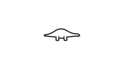 Simple black outline dinosaur diplodocus icon. © Ziucas