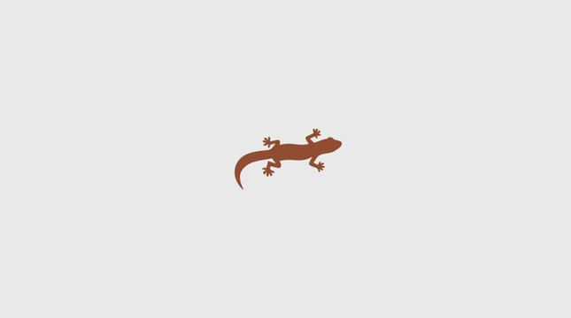 Brown gecko lizard silhouette on gray background.