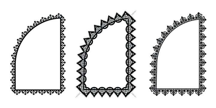 Set of vintage lace frames with rounded corners