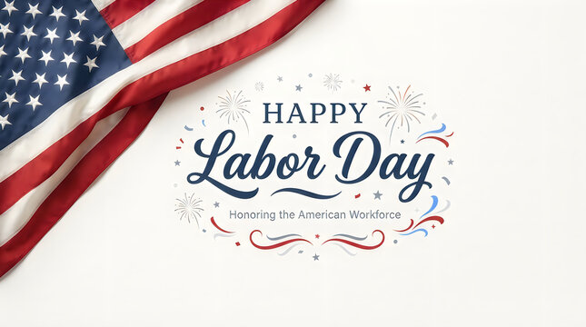 American flag with labor day greeting patriotic design for holiday celebrations and american pride