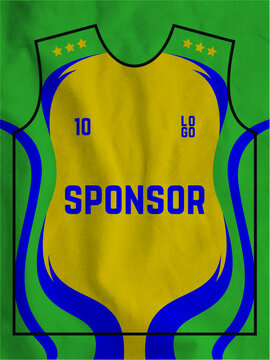 Green and yellow jersey template with placeholder areas
