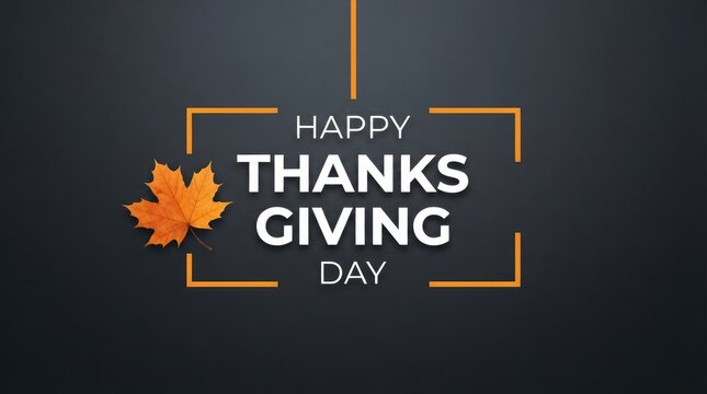 Elegant happy thanksgiving day greeting card design with maple leaf and golden frame