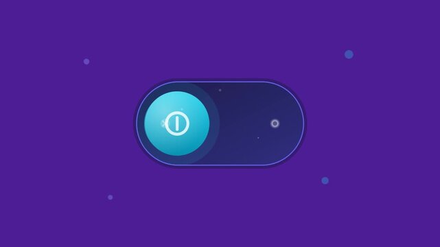 Digital toggle switch turning on and off with fluid motion graphics
