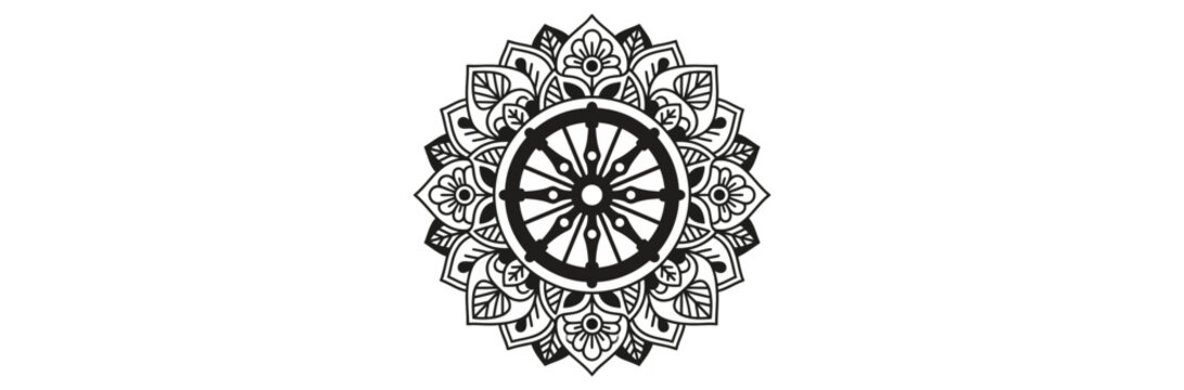 Lord Jagannath Rath Yatra Sacred Chariot Wheel Mandala Ornament Vector Art Illustration