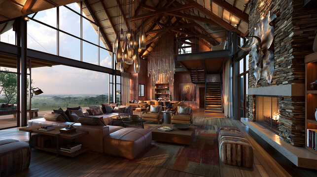 Luxury Modern Living Room with Panoramic Landscape Views