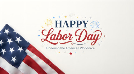 Obraz premium Labor day greeting with american flag patriotic holiday design for us workers