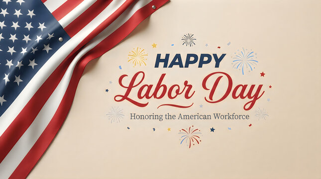 American flag labor day banner patriotic usa holiday greeting with fireworks