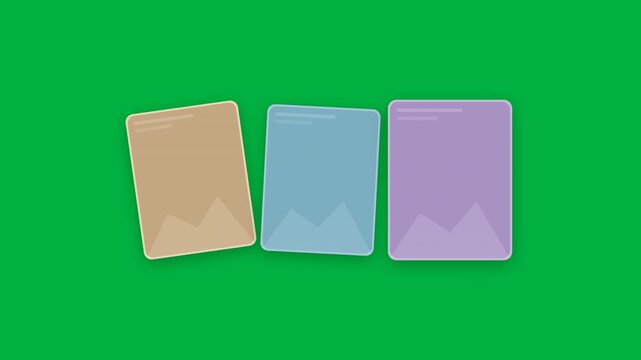 Minimal flat style image icon popup motion graphic on green screen keying background, graphic user