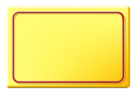 Glossy yellow rounded rectangle frame with red outline border and empty center