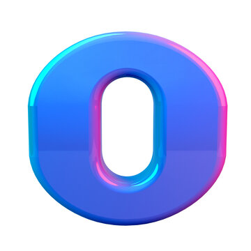 Glossy 3d balloon shaped number zero with vivid blue and purple gradient design