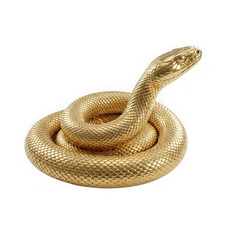 Obraz premium Golden snake figurine isolated on transparent background