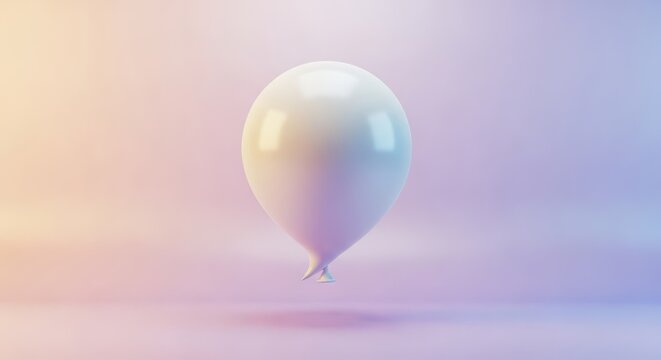 A smooth white three dimensional dialogue balloon floats elegantly against a soft pastel gradient backdrop with subtle shadows and depth, 3d, conversation, interaction
