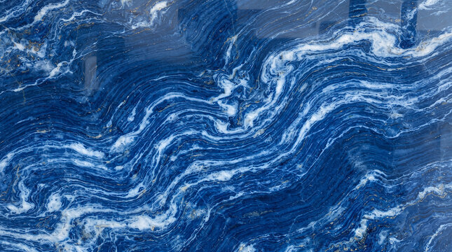 Blue marble texture with white wavy veins, luxury polished granite stone background, abstract natural mineral pattern for interior design