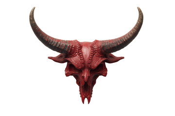 Naklejka premium Crimson Demon Skull with Horns Isolated on White Background for Gothic Horror Themes, isolated on transparent background 
