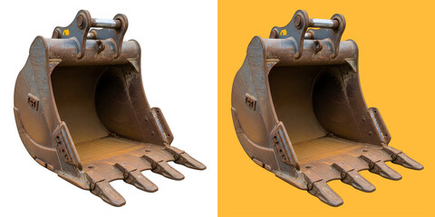 Heavy duty rusty excavator bucket attachment © Md