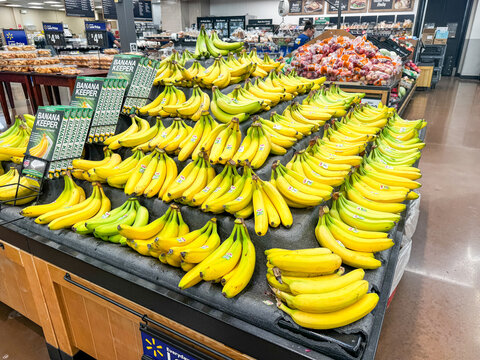 Mesa, Arizona - July 23, 2026: Display of bananas inside of a Walmart store