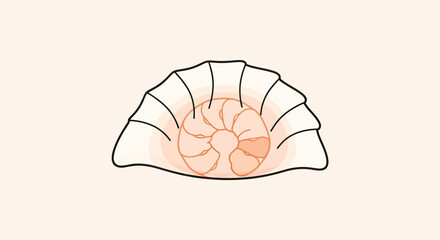 Simple line drawing of a clam shell with abstract inner spiral © Ahmad