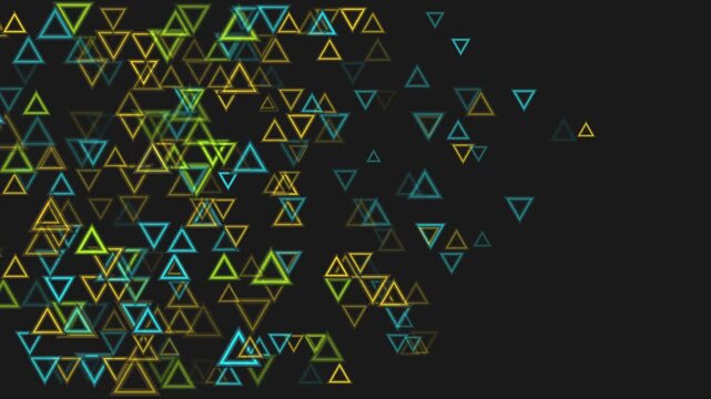 Colorful geometric neon triangles abstract futuristic modern background. Laser mosaic motion design. Seamless loop. Video animation Ultra HD 4K 3840x2160