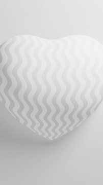 White wavy heart pulsating on a white background, Valentine s Day 3D loop animation. Vertical video.