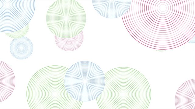 Colorful linear circles abstract geometric tech background. Minimal futuristic motion design. Seamless loop. Video animation Ultra HD 4K 3840x2160