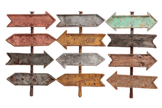 Directional Signposts Showing Multiple Choices With Rustic Texture During Daytime