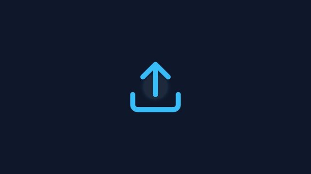 Minimalist upload icon animation shifting into a checkmark symbol within a digital interface motion video clip