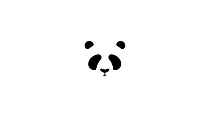 Negative space panda face logo in black and white. © Aino