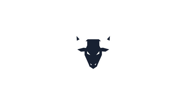 Minimalist black bull head logo icon