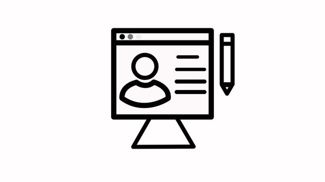 Online registration animated icon for user, person, people, profile, account, avatar or member identity information. Personal data, digital form animation motion video