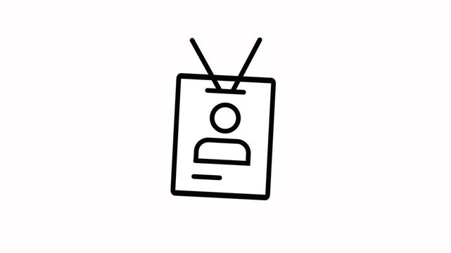 Employee badge ui icon line animation. Essential customizable security tool. Access control ID. Personal pass animated user interface element isolated on white. HD video with alpha channe
